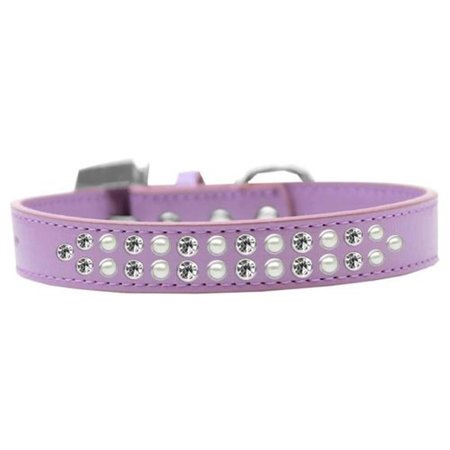 UNCONDITIONAL LOVE Two Row Pearl & Clear Crystal Dog CollarLavender Size 20 UN851308